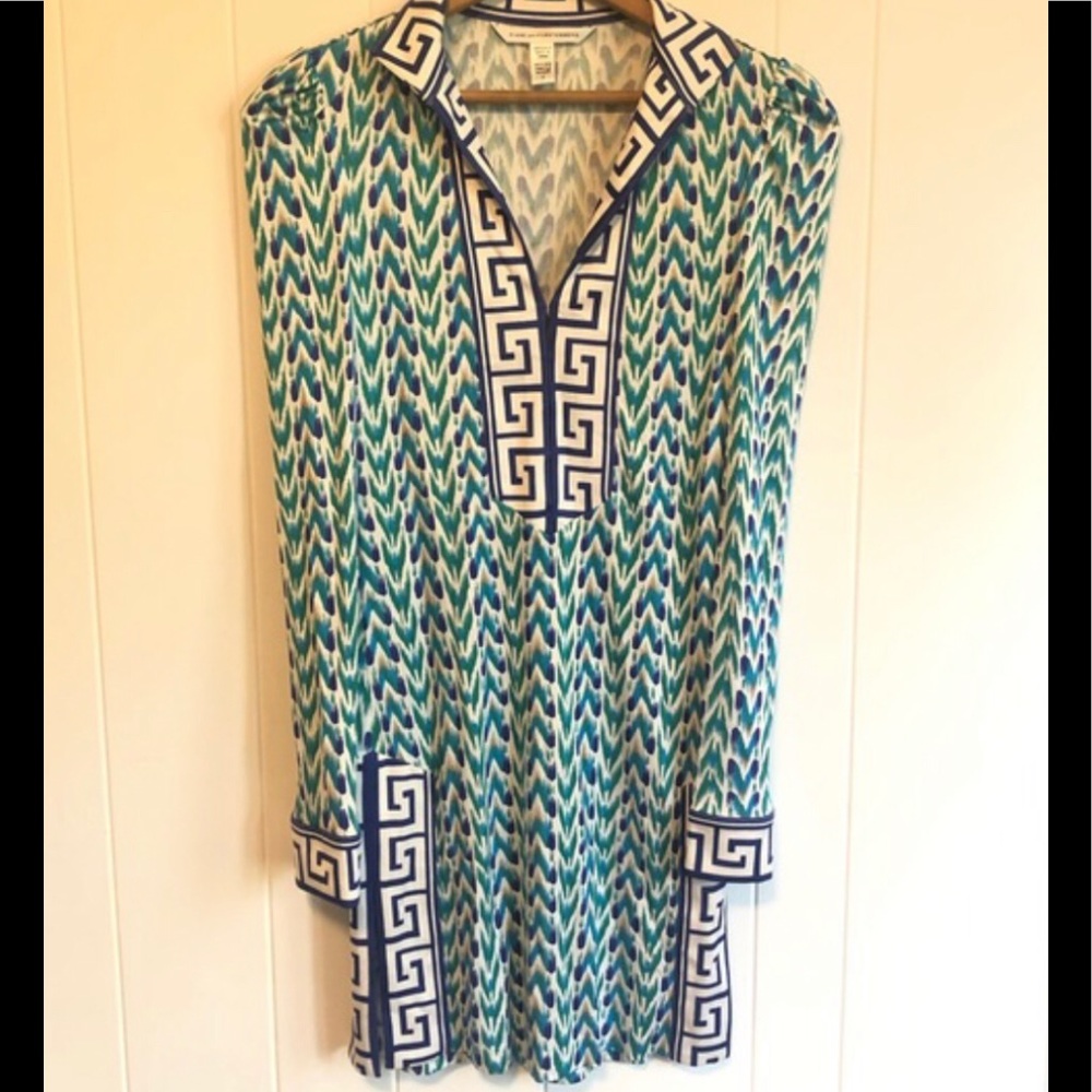 Diane Von Furstenberg Blue and White Mini Dress